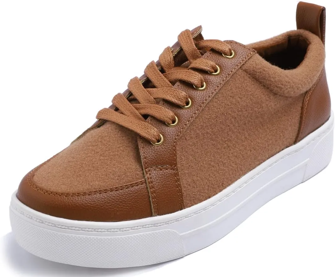 FEVERSOLE Women's Comfort Lightweight Sneaker Vegan Leather Platform Casual Walking Shoes