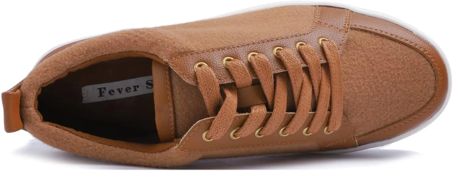 FEVERSOLE Women's Comfort Lightweight Sneaker Vegan Leather Platform Casual Walking Shoes