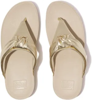 FitFlop Women's Lulu Padded-Knot Metallic-Leather Toe-Post Sandals Wedge
