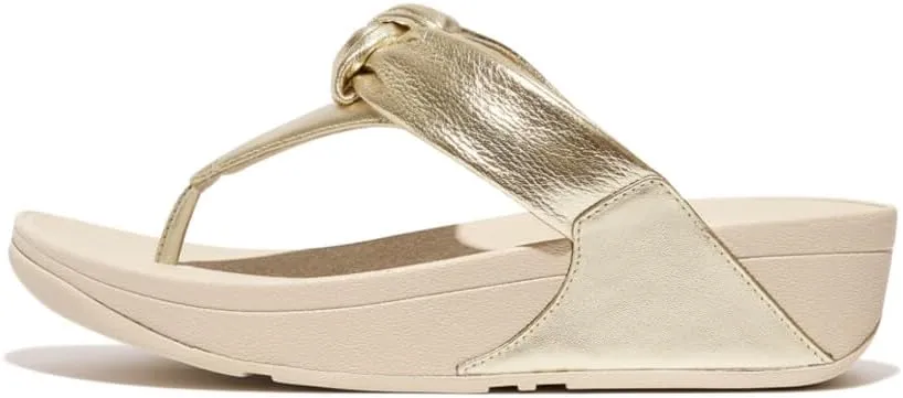 FitFlop Women's Lulu Padded-Knot Metallic-Leather Toe-Post Sandals Wedge
