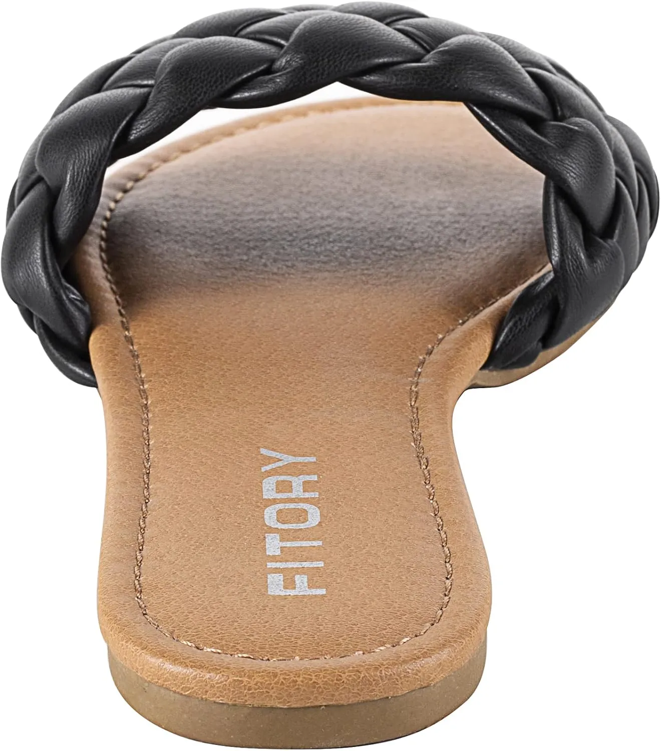 FITORY Womens Flat Sandals Fashion Round Open Toe Slip On Slides with Braided Strap Slippers for Summer Size 6-11