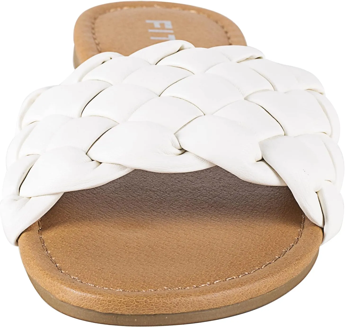 FITORY Womens Flat Sandals Fashion Round Open Toe Slip On Slides with Braided Strap Slippers for Summer Size 6-11