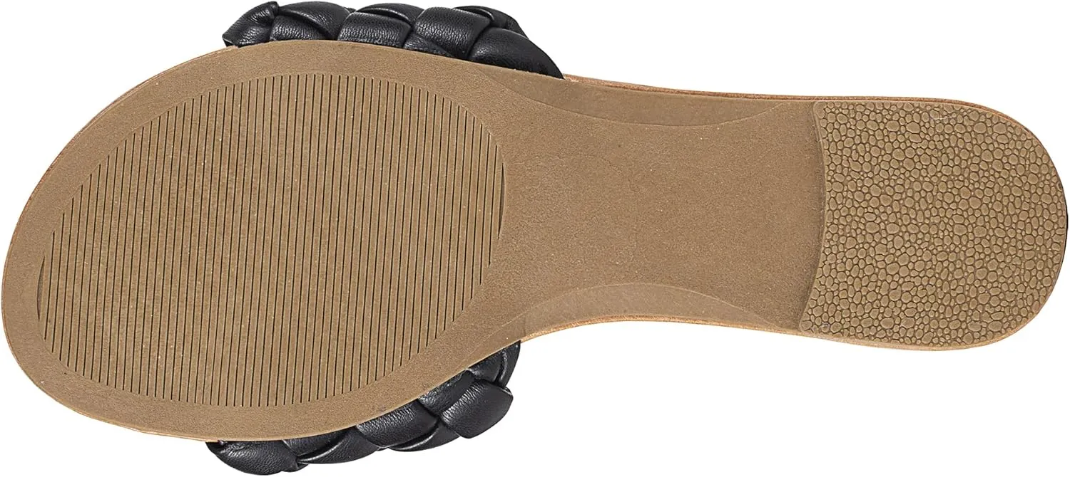 FITORY Womens Flat Sandals Fashion Round Open Toe Slip On Slides with Braided Strap Slippers for Summer Size 6-11
