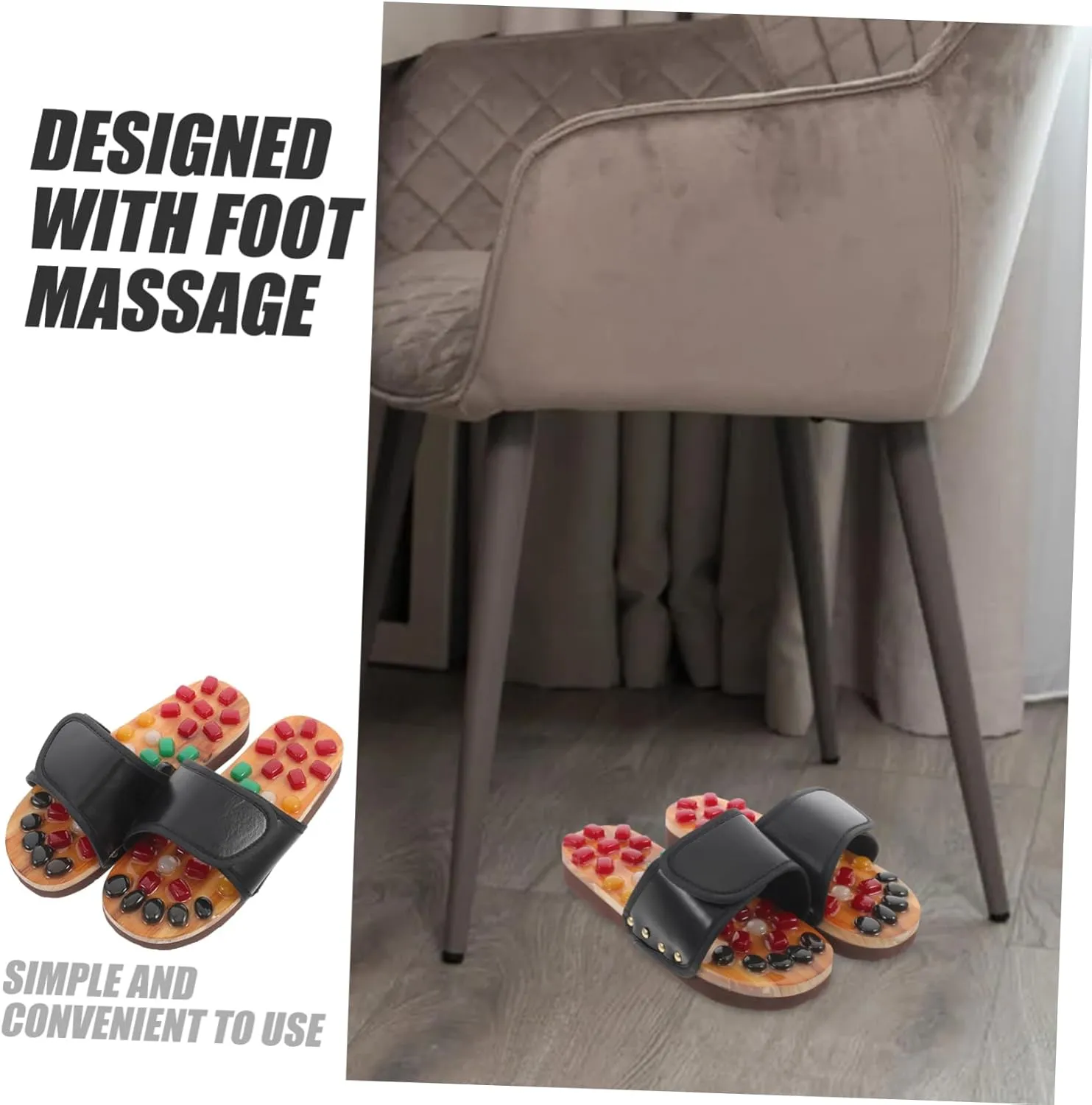 Foot Health Massage Shoes Slippers for Women Natural Jade Massage Sandals Comfortable Pu/ev