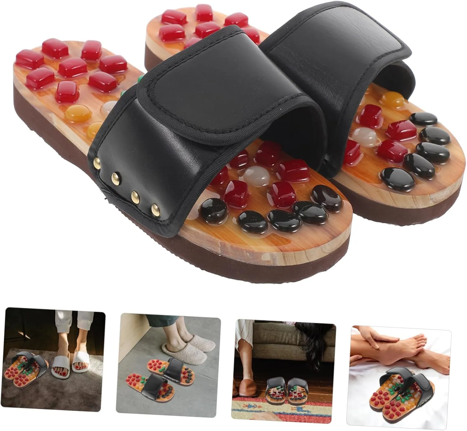 Foot Health Massage Shoes Slippers for Women Natural Jade Massage Sandals Comfortable Pu/ev
