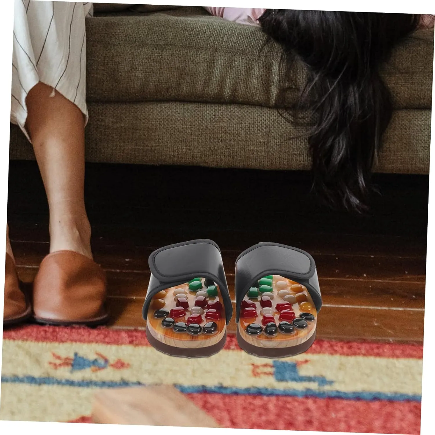 Foot Health Massage Shoes Slippers for Women Natural Jade Massage Sandals Comfortable Pu/ev