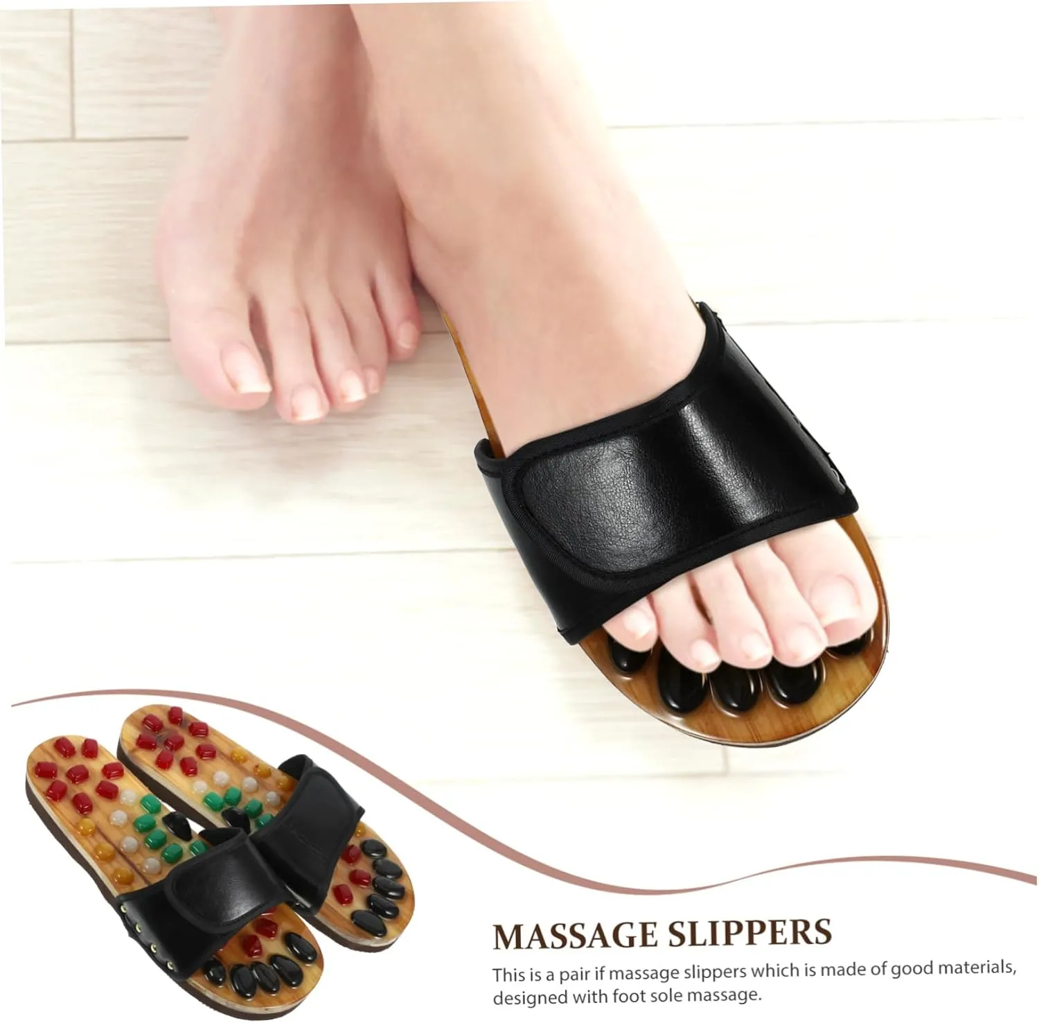 Foot Relaxing Slippers Massage Shoes Natural Jade Cobblestone Sandals Foot Health Care Size 43-44