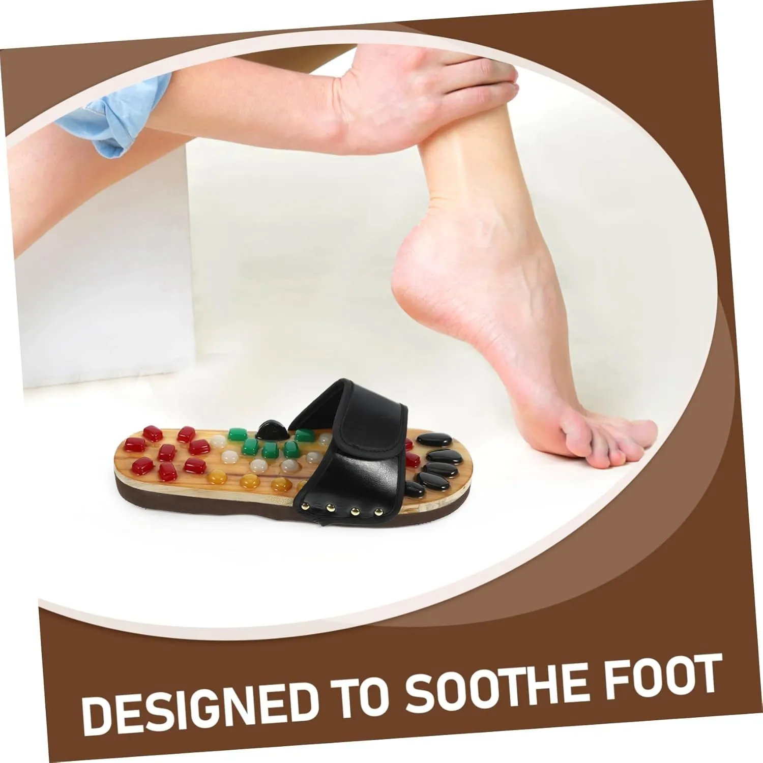 Foot Relaxing Slippers Massage Shoes Natural Jade Cobblestone Sandals Foot Health Care Size 43-44