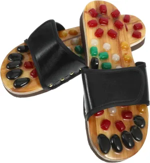 Foot Relaxing Slippers Massage Shoes Natural Jade Cobblestone Sandals Foot Health Care Size 43-44
