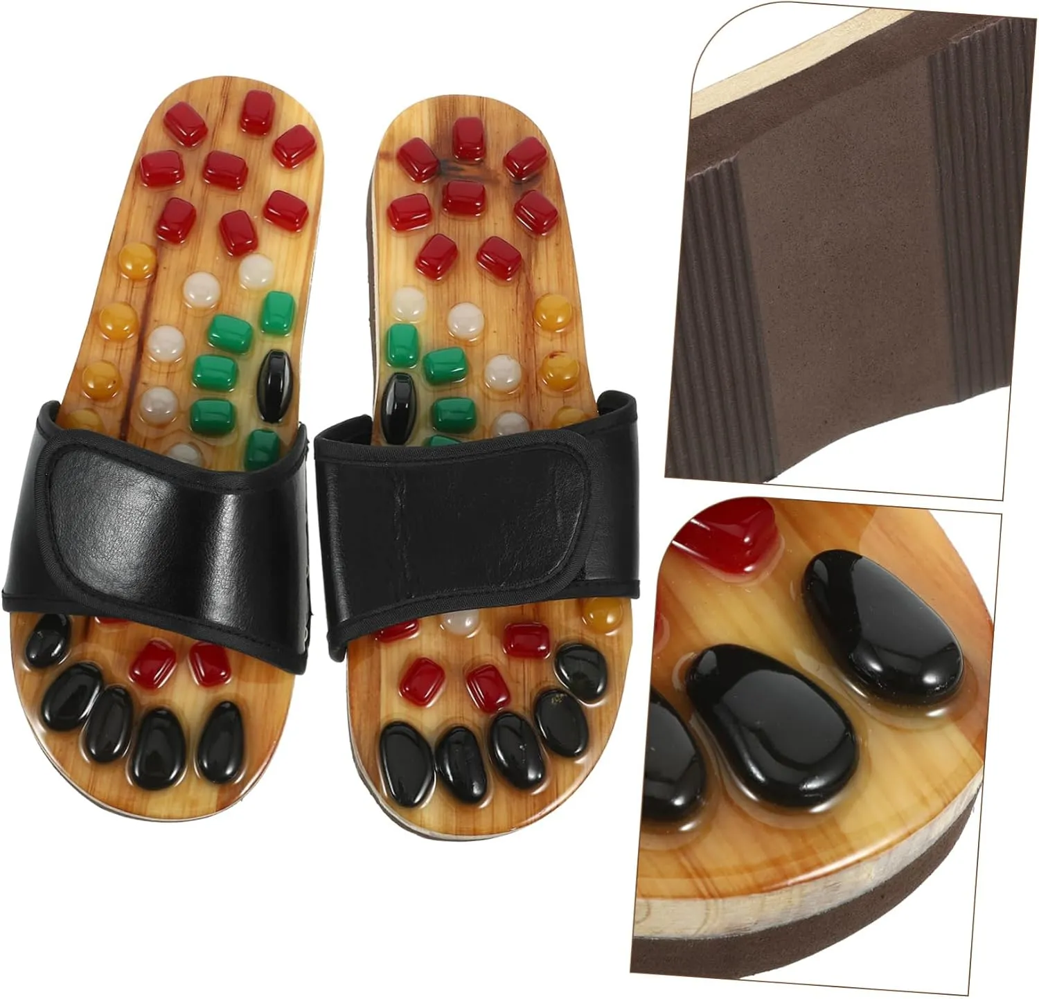 Foot Relaxing Slippers Massage Shoes Natural Jade Cobblestone Sandals Foot Health Care Size 43-44