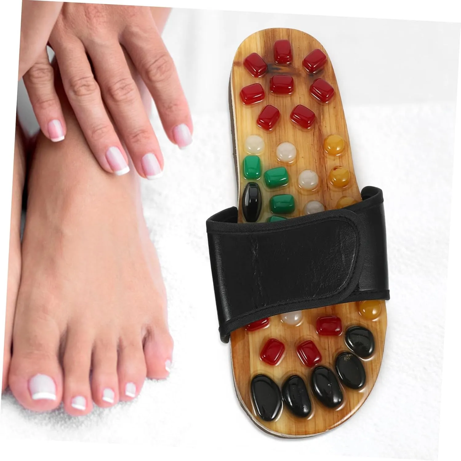 Foot Relaxing Slippers Massage Shoes Natural Jade Cobblestone Sandals Foot Health Care Size 43-44