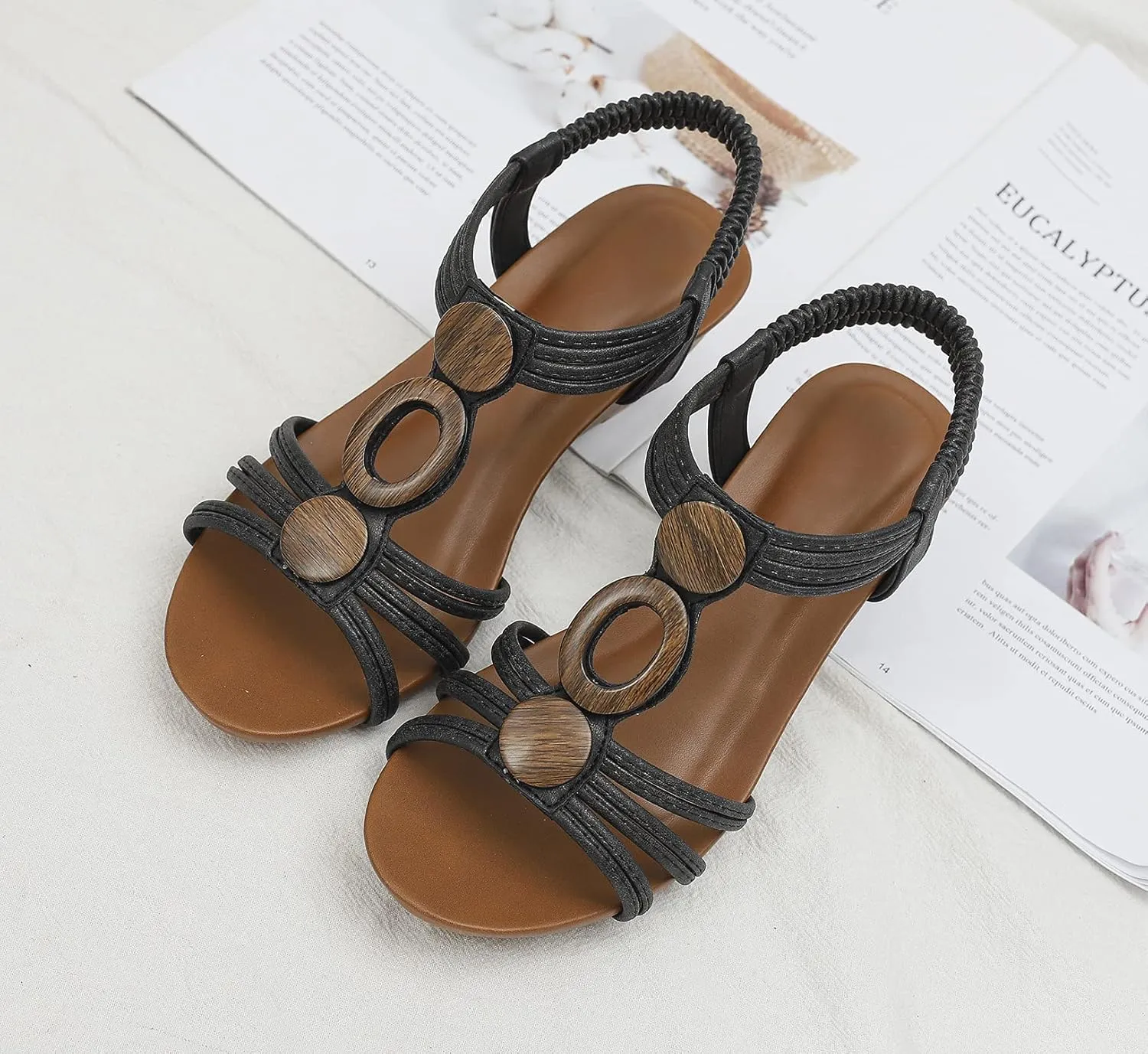 FRALOSHA Wedge Sandals for Women Dressy Open Toe Comfy Casual Summer High Heel Platform Breathable Beach Sandals