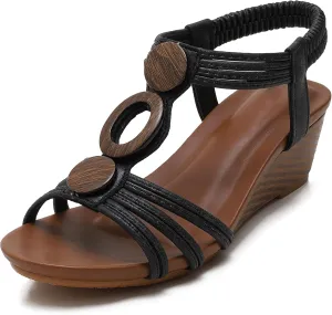 FRALOSHA Wedge Sandals for Women Dressy Open Toe Comfy Casual Summer High Heel Platform Breathable Beach Sandals