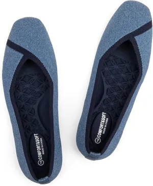 Frank Mully Womens Square Toe Flat Shoes Comfortable Knitted Flats Work Flats for Woman
