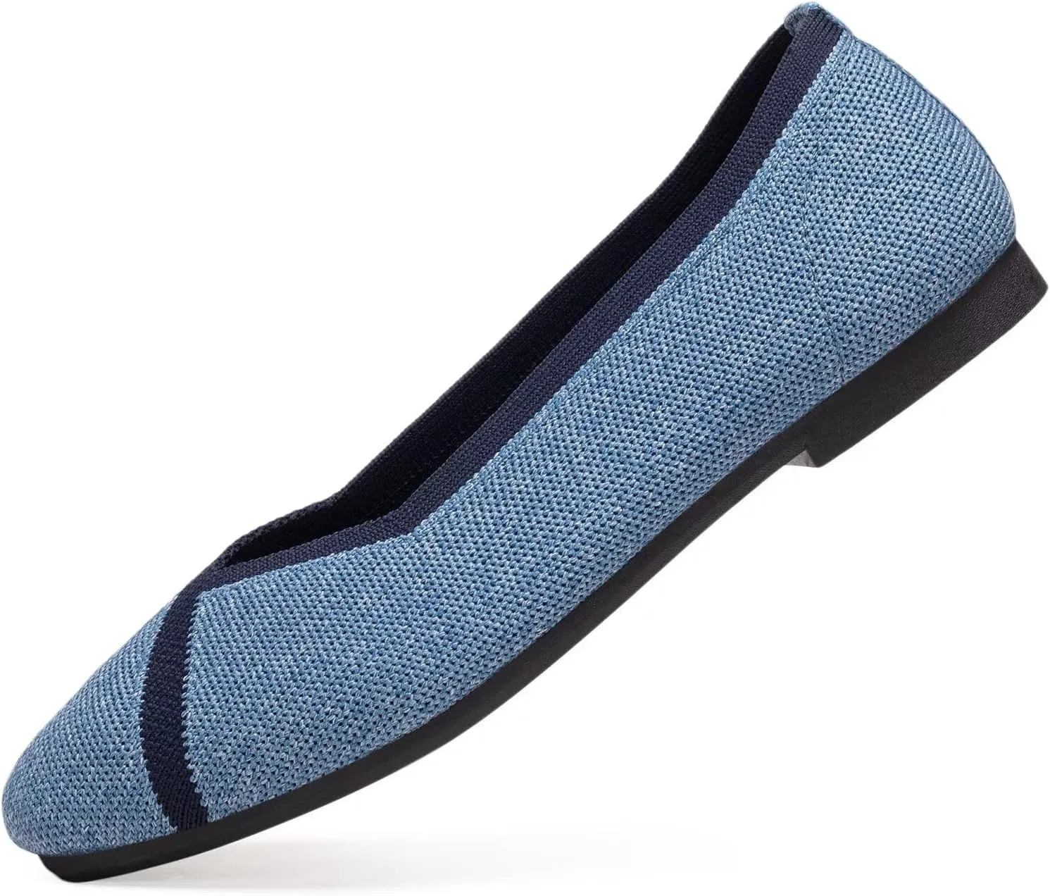 Frank Mully Womens Square Toe Flat Shoes Comfortable Knitted Flats Work Flats for Woman