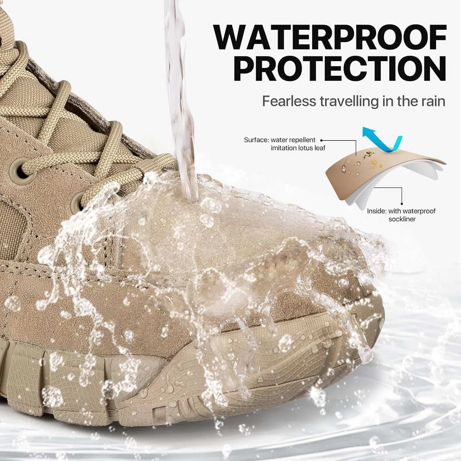 FREE SOLDIER Hiking Work Boots Women's Tactical Boots 6 Inches Lightweight Waterproof Military Boots Outdoors Desert Boots