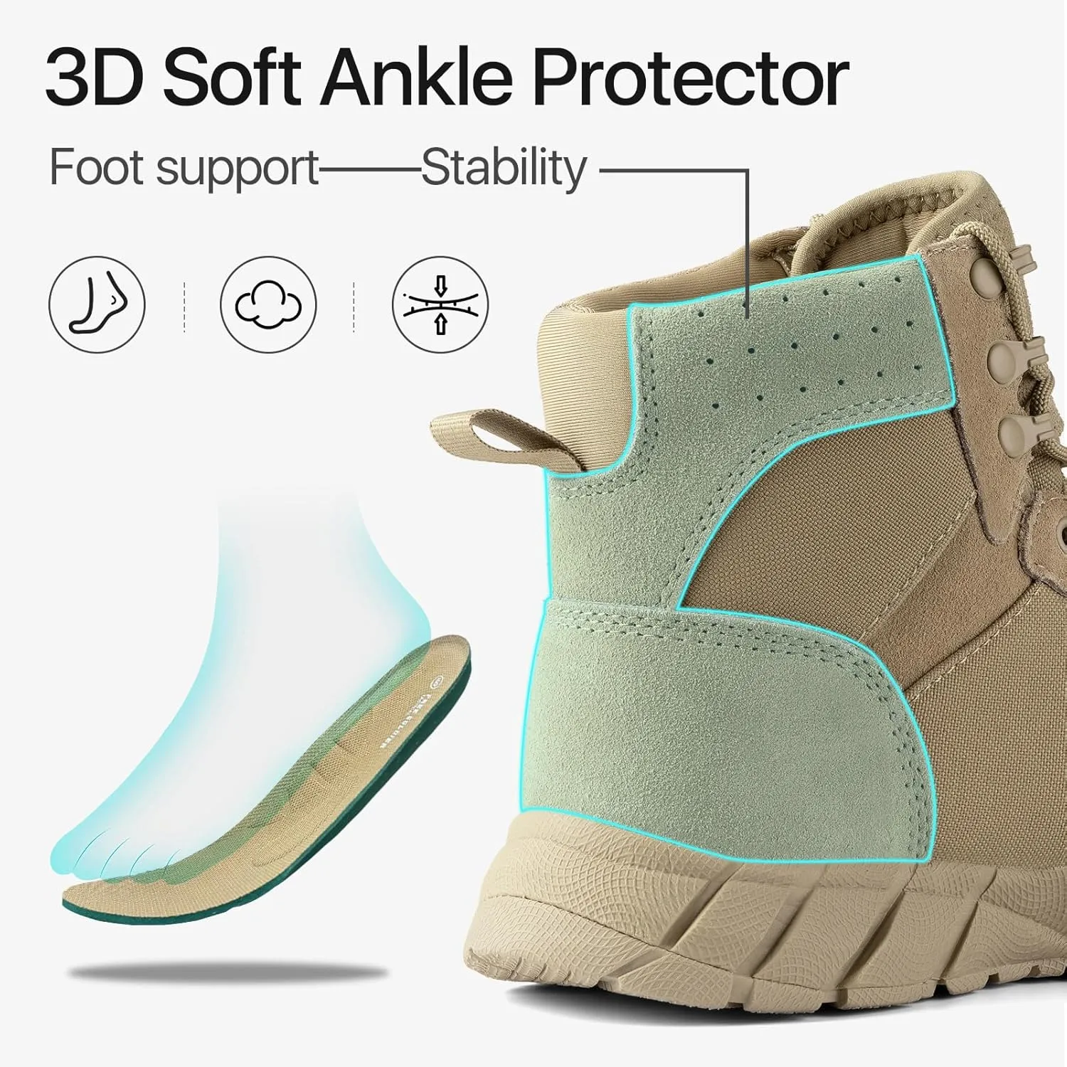 FREE SOLDIER Hiking Work Boots Women's Tactical Boots 6 Inches Lightweight Waterproof Military Boots Outdoors Desert Boots