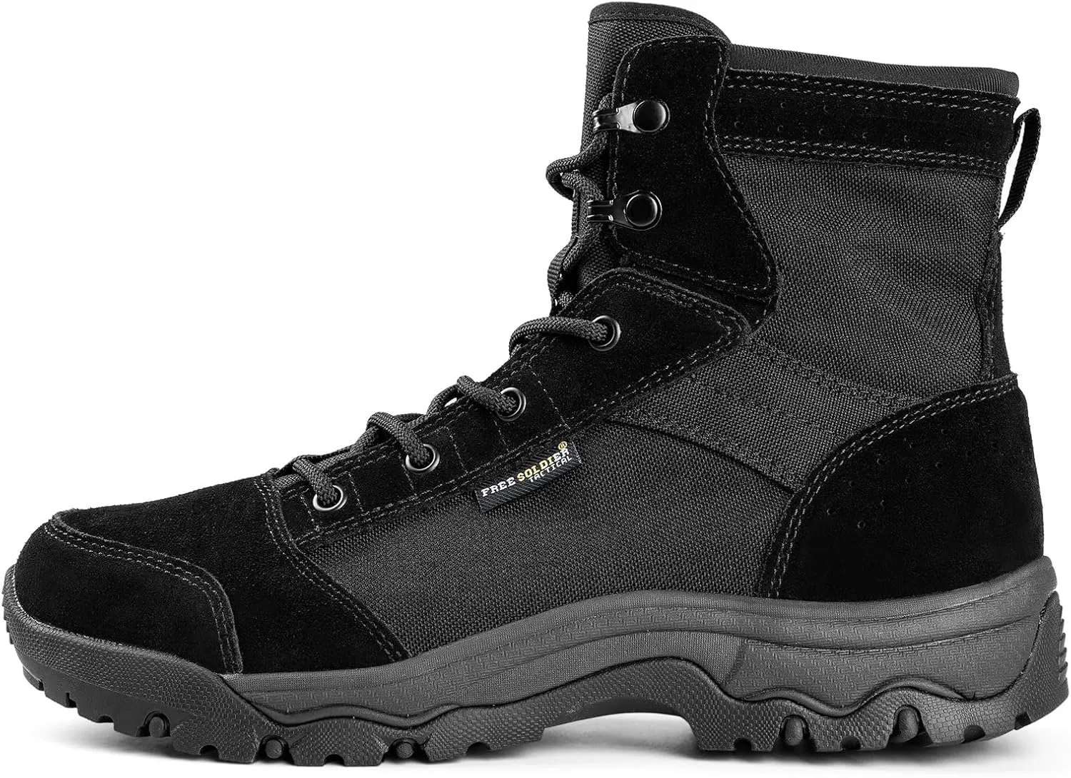 FREE SOLDIER Men's Tactical Hiking Boots 6 Inches Lightweight Breathable Work Boots Military Desert Boots(Black 11)