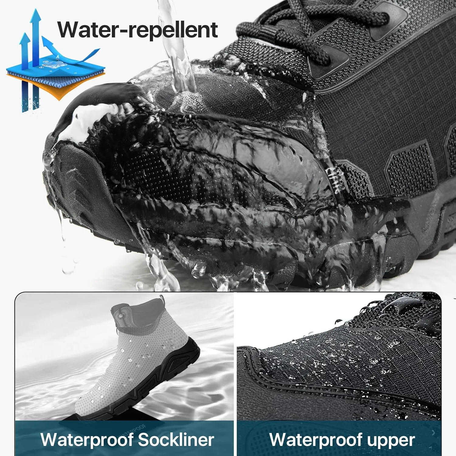 FREE SOLDIER Men's Waterproof Hiking Boots Mens Lightweight Outdoor Mid Trekking Climbing Boots for Men