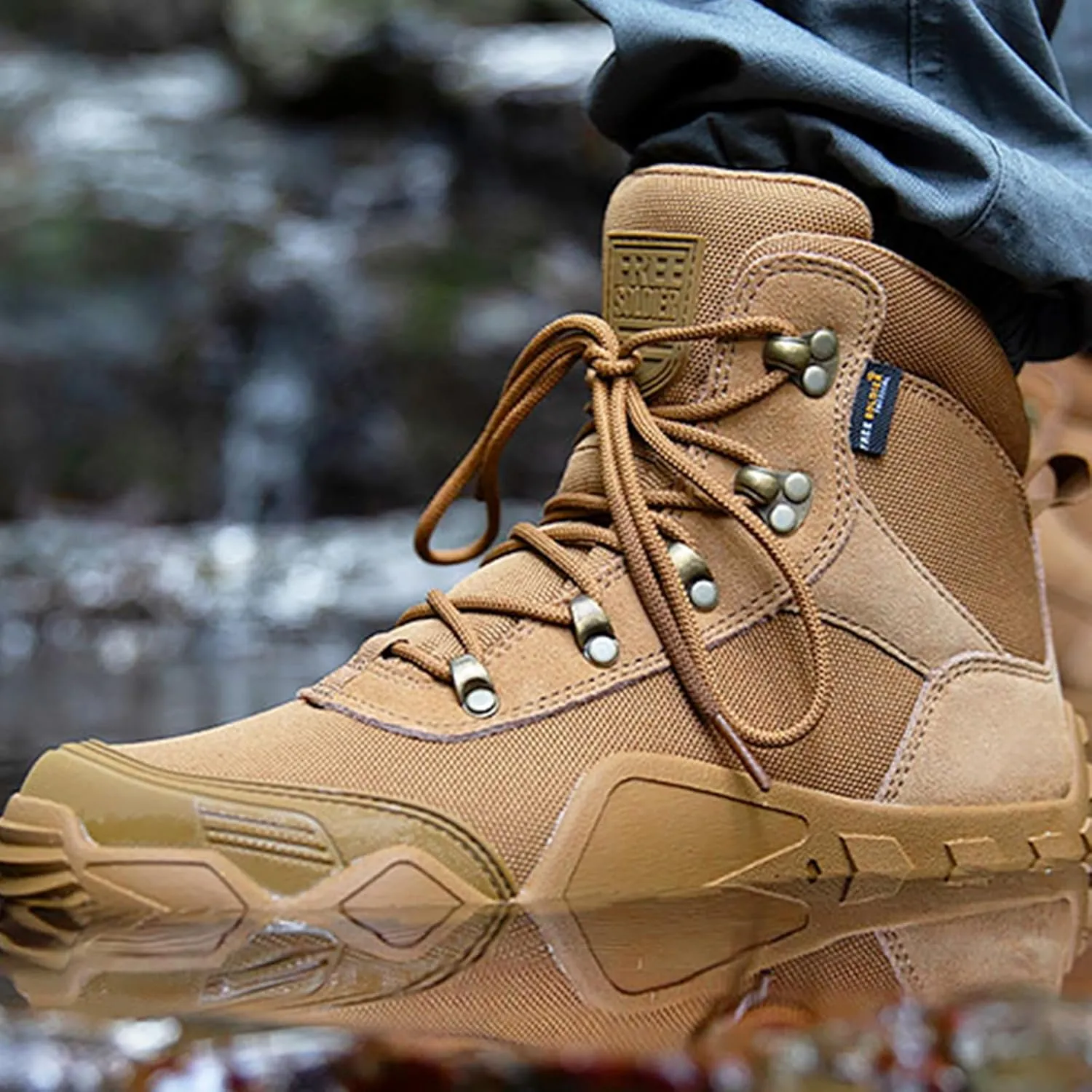 FREE SOLDIER Men's Waterproof Hiking Military Boots
