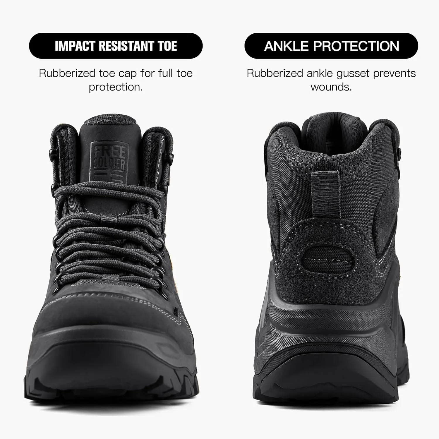 FREE SOLDIER Mens Waterproof Tactical Hiking Boots Combat Work Boots Desert Military Boots