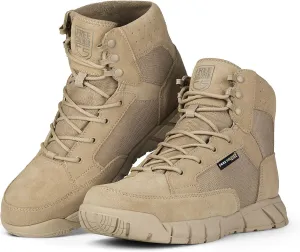 FREE SOLDIER Waterproof Hiking Work Boots Men's Tactical Boots 6 Inches Lightweight Military Boots Breathable Desert Boots(Tan 12W)