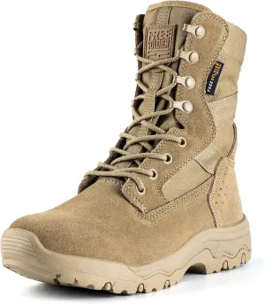 FREE SOLDIER Women's Tactical Boots 8 Inches Lightweight Combat Boots Durable Suede Leather Military Work Boot Desert Outdoors Boot