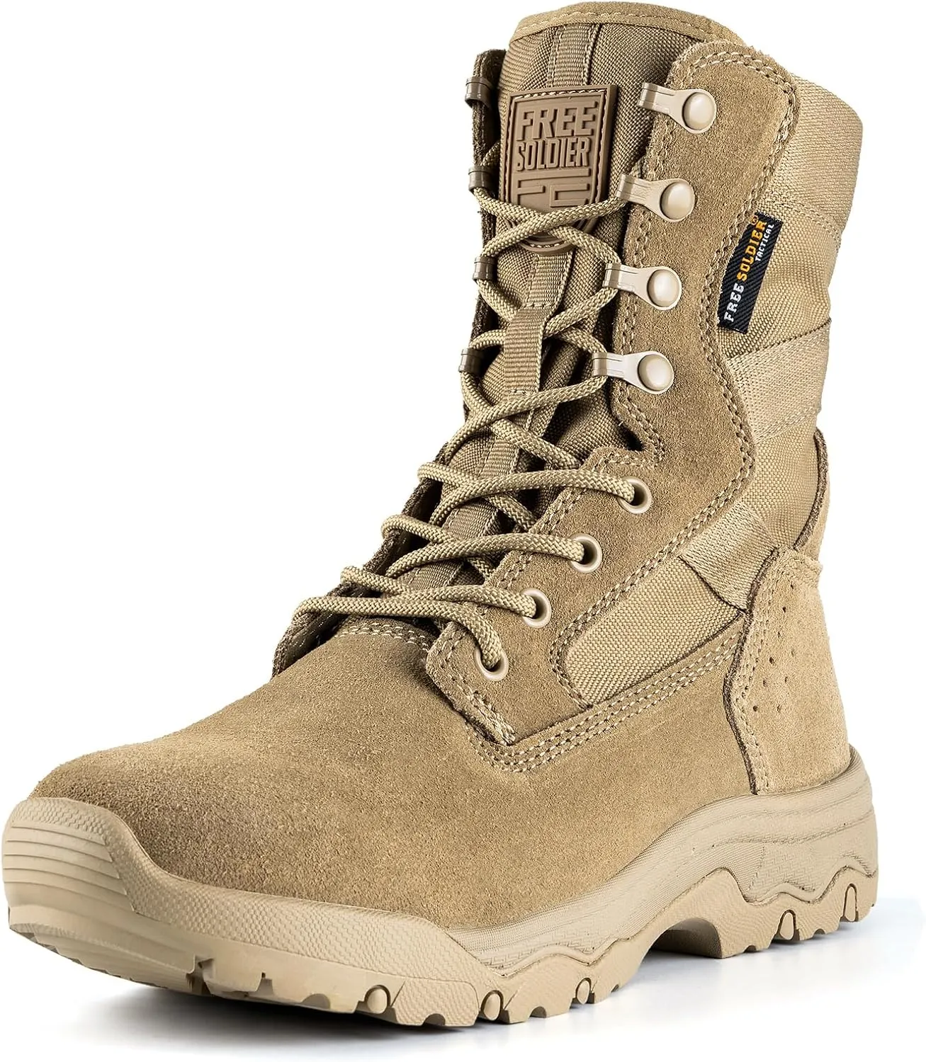 FREE SOLDIER Women's Tactical Boots 8 Inches Lightweight Combat Boots Durable Suede Leather Military Work Boot Desert Outdoors Boot