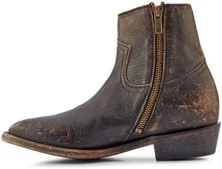 Frye Billy Inside Zip Booties for Women Crafted from Antiqued Leather with Wellington Stitchwork, Brass Hardware - 5 ¾” Shaft