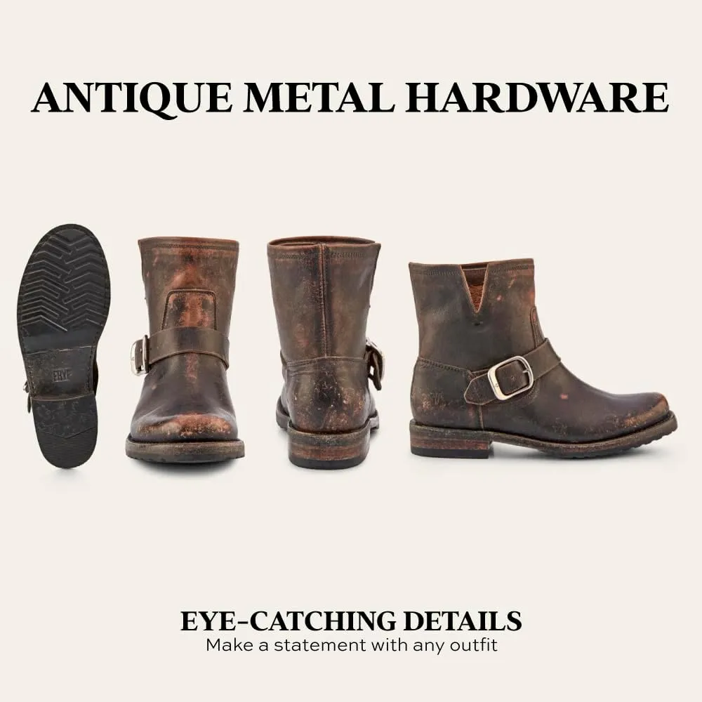 Frye Veronica Booties for Women Made from Full Grain Brush-Off Leather with Antique Metal Hardware and Waterproof, Hand-Stitched Goodyear Welt Construction