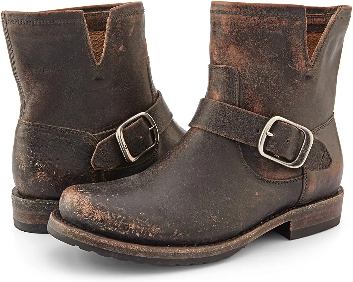 Frye Veronica Booties for Women Made from Full Grain Brush-Off Leather with Antique Metal Hardware and Waterproof, Hand-Stitched Goodyear Welt Construction