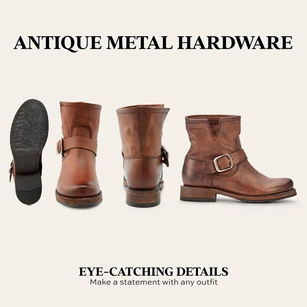Frye Veronica Booties for Women Made from Full Grain Brush-Off Leather with Antique Metal Hardware and Waterproof, Hand-Stitched Goodyear Welt Construction
