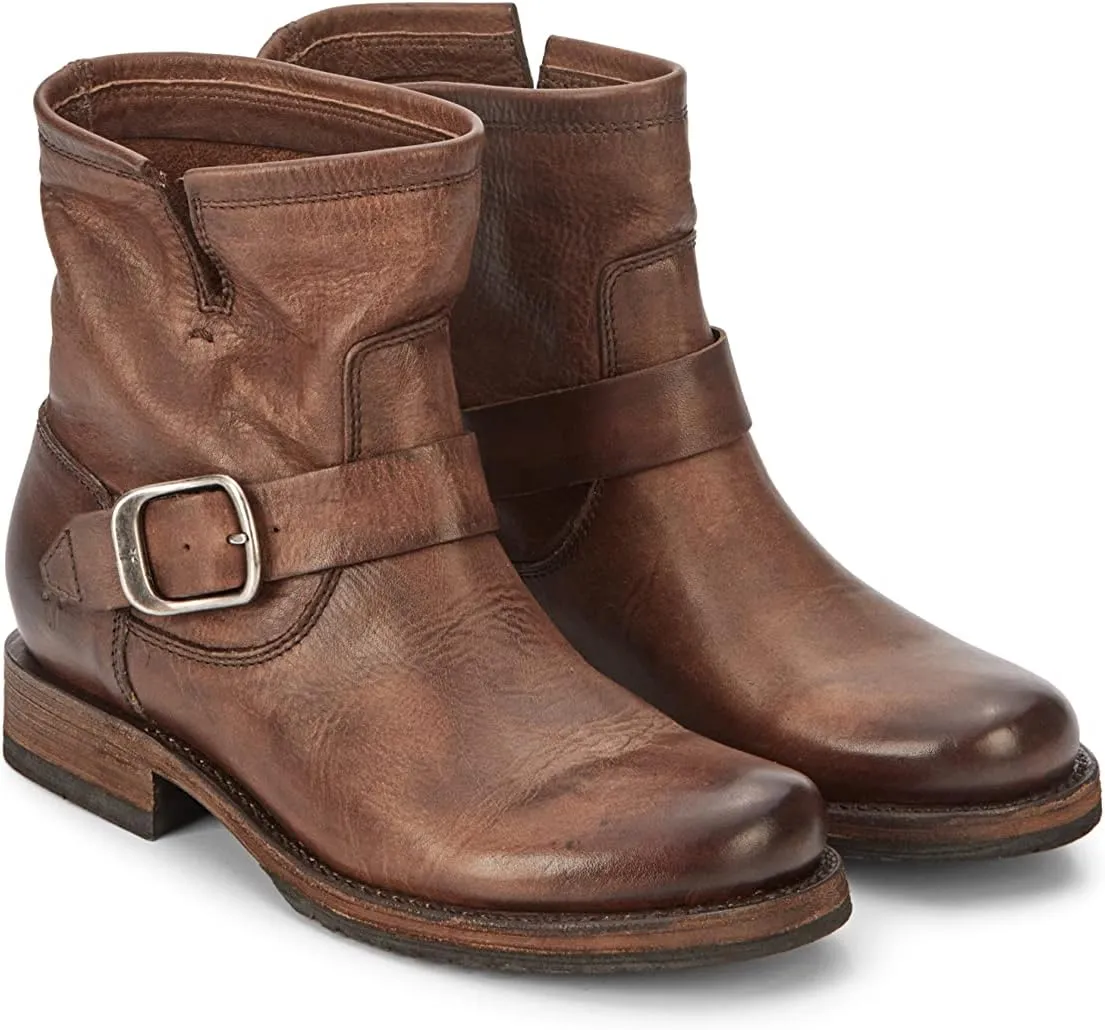 Frye Veronica Booties for Women Made from Full Grain Brush-Off Leather with Antique Metal Hardware and Waterproof, Hand-Stitched Goodyear Welt Construction