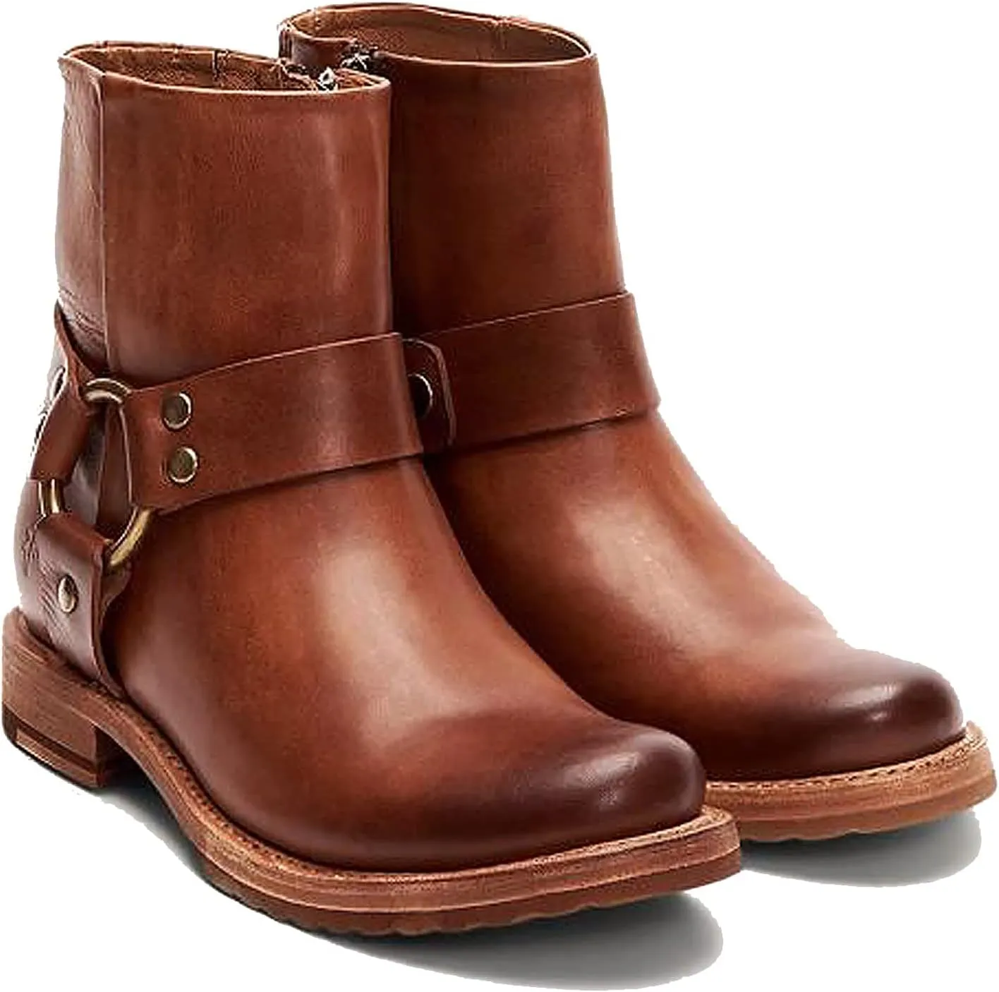 Frye Veronica Harness Short 6" Booties for Women - Leather Upper with Luxurious Leather Lining, Inside Zipper, Snap Harness, and Rubber Lug Outsole
