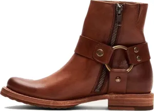 Frye Veronica Harness Short 6" Booties for Women - Leather Upper with Luxurious Leather Lining, Inside Zipper, Snap Harness, and Rubber Lug Outsole