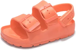 FUNKYMONKEY Unisex-Child Slides Double Buckle Adjustable EVA Flat Sandals for Boys Girls