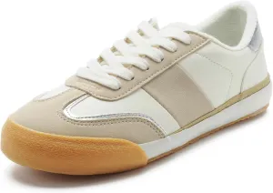 FUNKYMONKEY Women Fashion Sneakers Lace Up Comfort Casual Tennis Skate Shoes Lightweight Anti Slip Walking Footwear