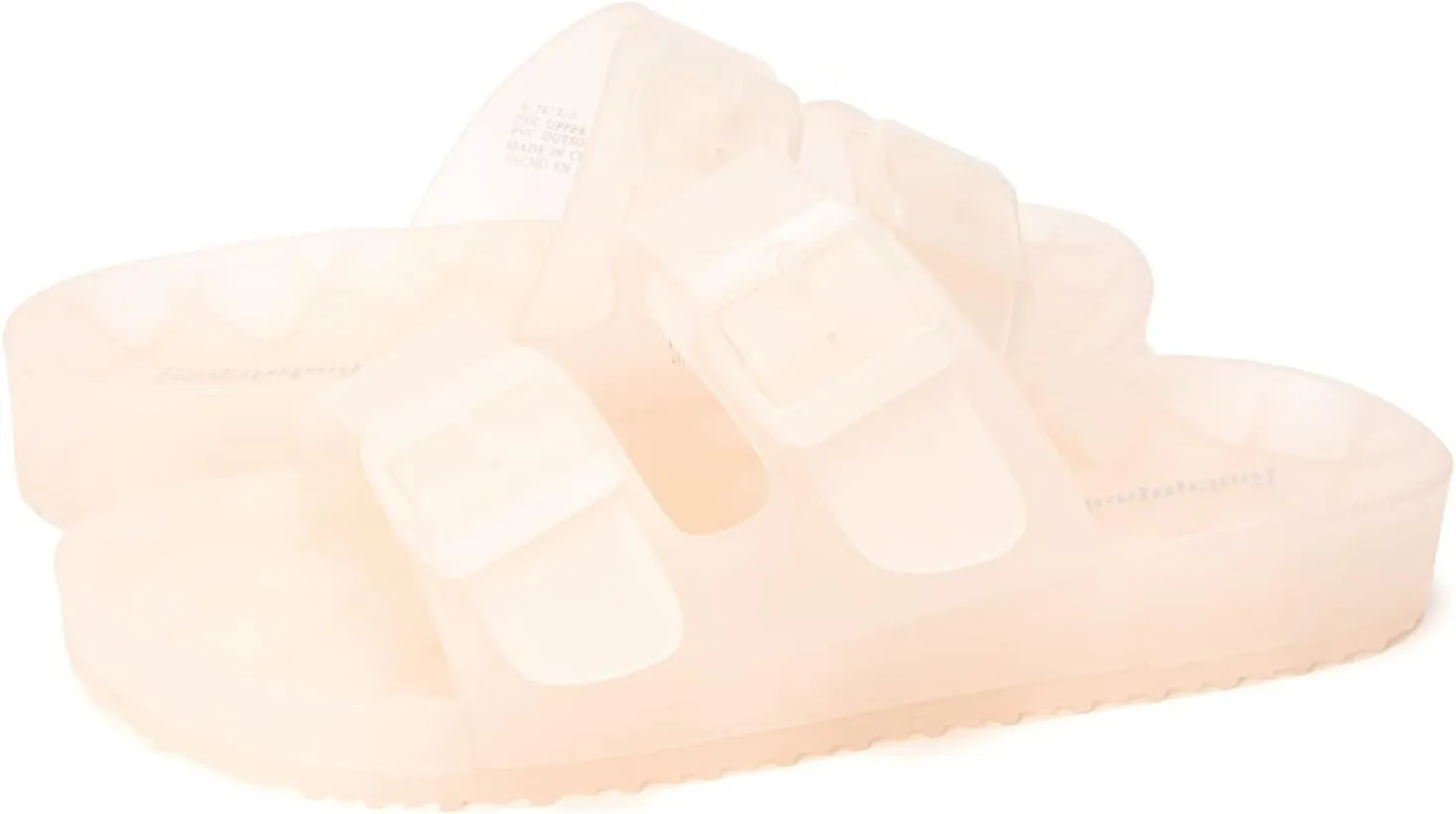 FUNKYMONKEY Women's Comfort Slides Double Buckle Adjustable Plastics Flat Sandals