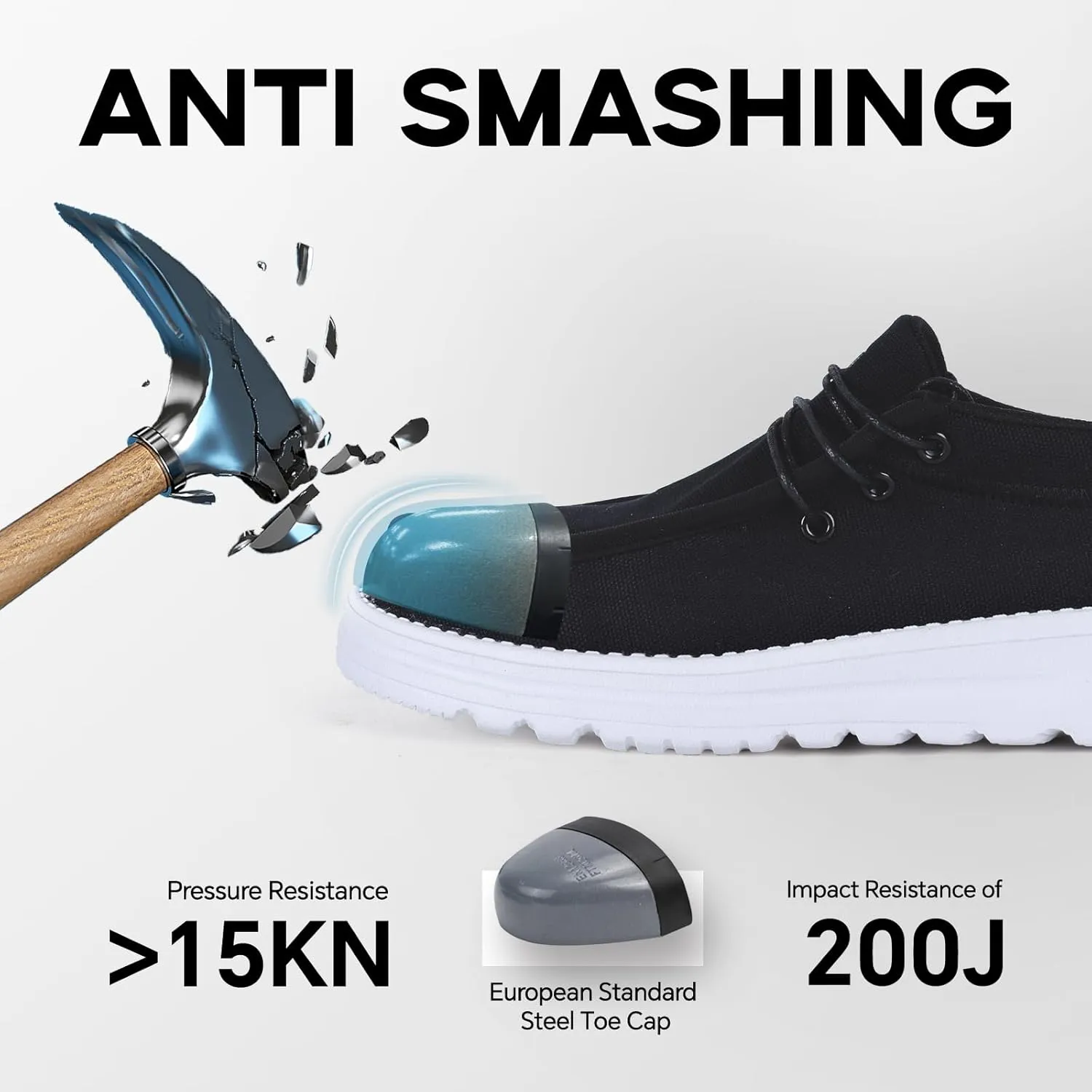 Furuian Steel Toe Shoes for Men Low-top Safety Work Shoes for Men Lightweight Steel Toe Sneakers Comfortable Canvas Work Loafers Zapatos De Trabajo para Hombres