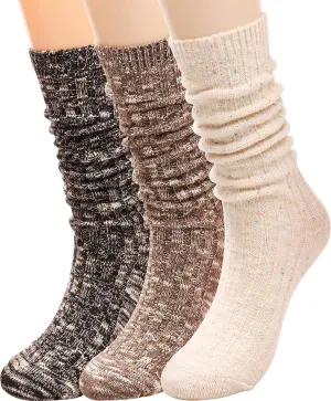 Galsang Vintage Thick Knit Wool Slouch Boots Crew Socks for Women Cotton Casual CrewSocks Gift Socks,Size 5-10,#B67