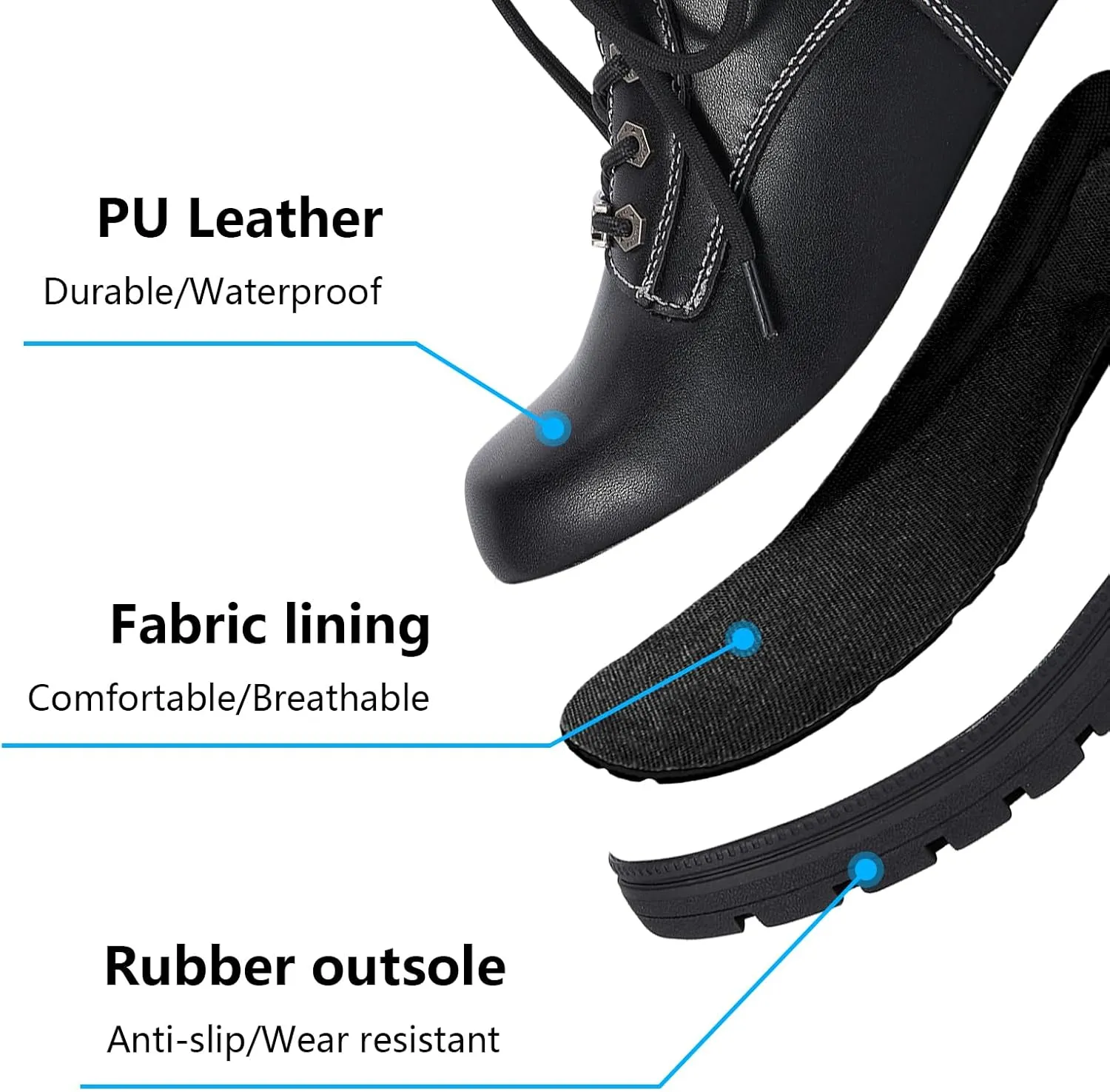 GARGOYLE BELLS Women's Motorcycle Ankle Boots with Zipper, Black Lace-up Biker Boots with Low Heel for Ladies