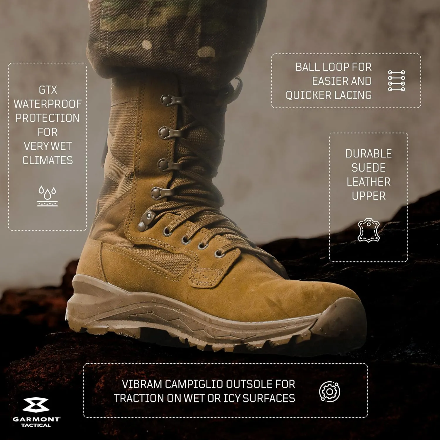 GARMONT TACTICAL T8 Extreme EVO GTX Military Combat Boots for Men and Women, Army, Air Force, AR670-1 Compliant, Waterproof Insulated Outdoor Footwear, Suede Leather Shoes