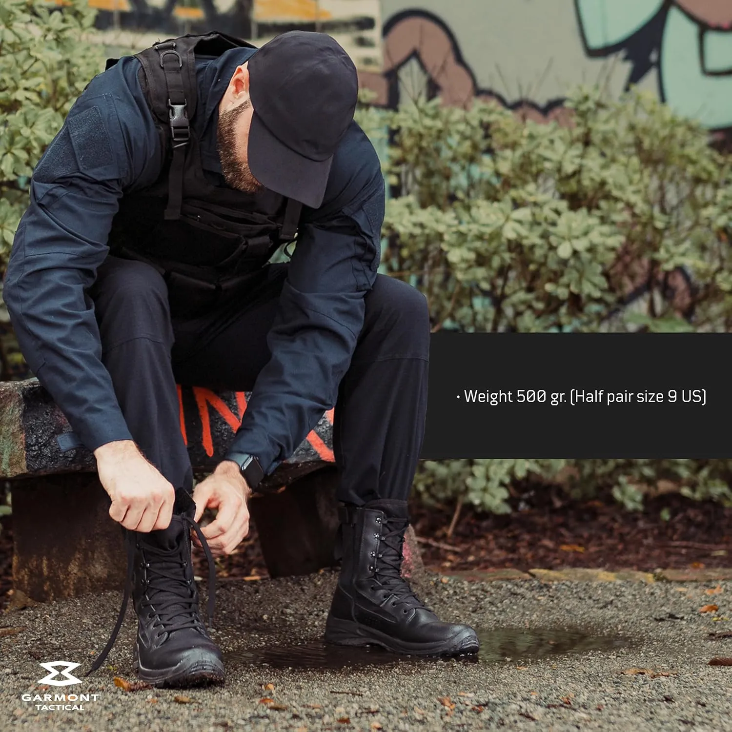 GARMONT TACTICAL T8 LE 2.0 Law Enforcement EMS Boots for Men and Women, Polishable Full Grain Leather, Lightweight and Breathable, Side Zipper, Uniform Compliant, 8" High, Black