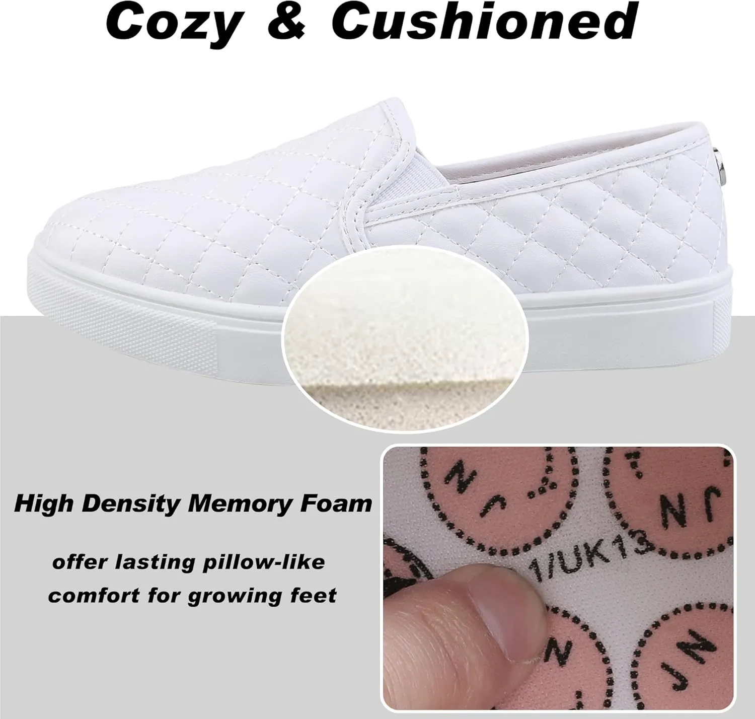 Girls Sneakers Slip On Casual Sneakers for Girls Nonslip Comfort Lightweight Flats Shoes for Big Girls Little Girls