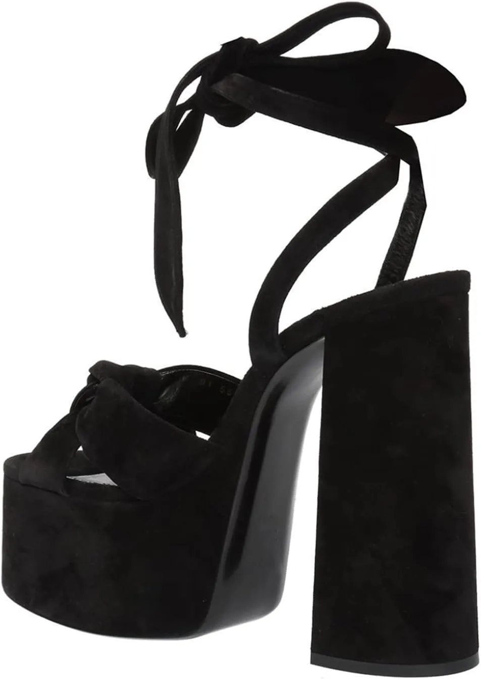 Goolita Metallic Lace Up Chunky Heel Platform Heels For Women Open Toe Slingback Ankle Strap Heeled Sandals Bow Sexy Fashion Evening Party Shoes