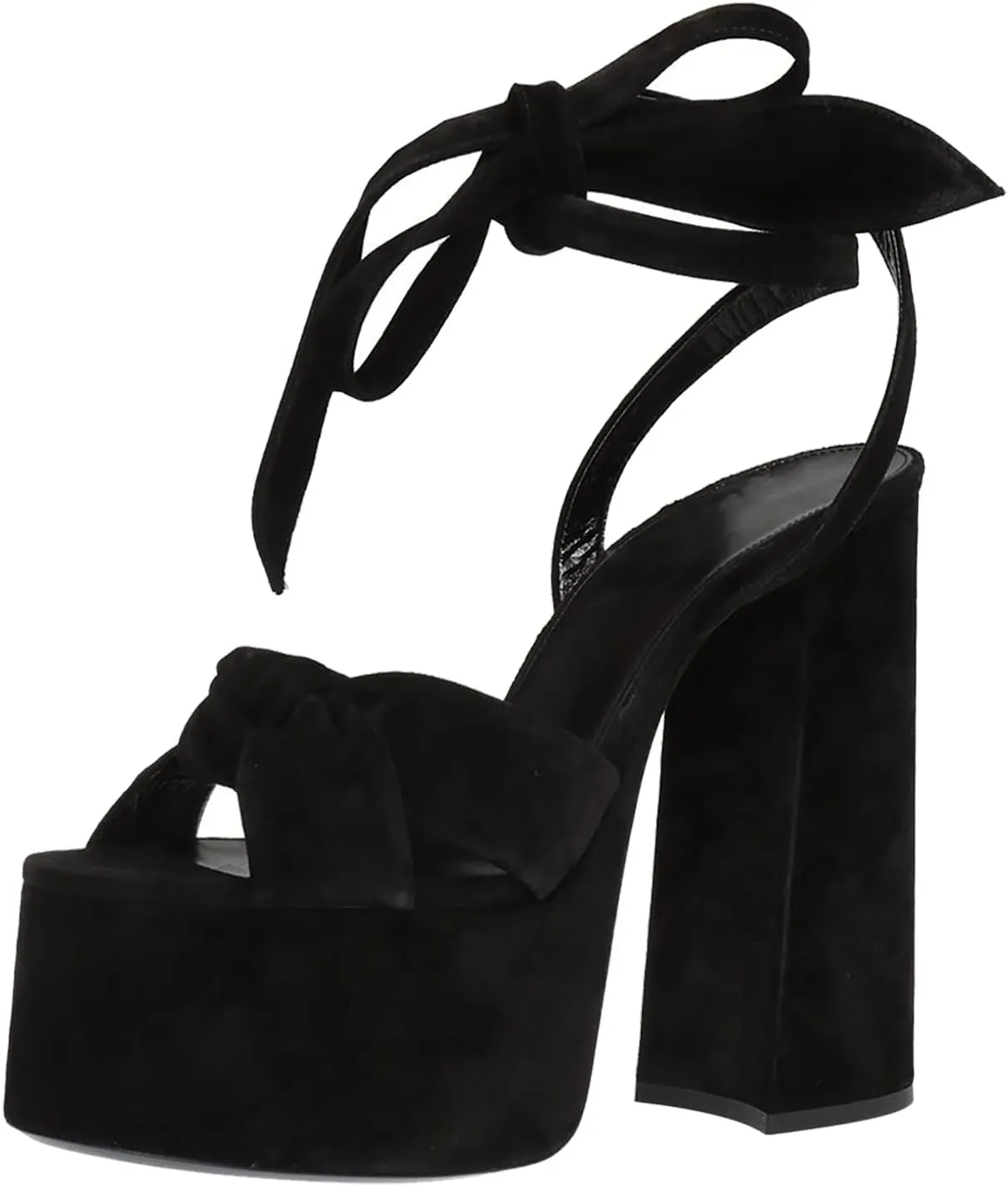 Goolita Metallic Lace Up Chunky Heel Platform Heels For Women Open Toe Slingback Ankle Strap Heeled Sandals Bow Sexy Fashion Evening Party Shoes