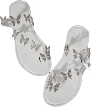 GORGLITTER Women's Clear Butterfly Ankle Strap Sandals Dressy Cute Strappy Wedding Vacation Bridal Flats Sandal 2025