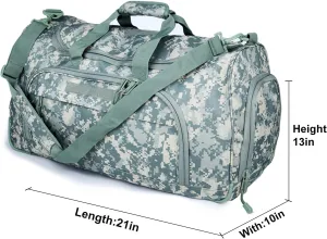 Greencity Gym Bag Travel Duffel Bag Sports Tote Tactical Army Weekender Work Out Bags for Women & Men Lightweight Waterproof Shoe Pocket,Acu 21.2 Inch