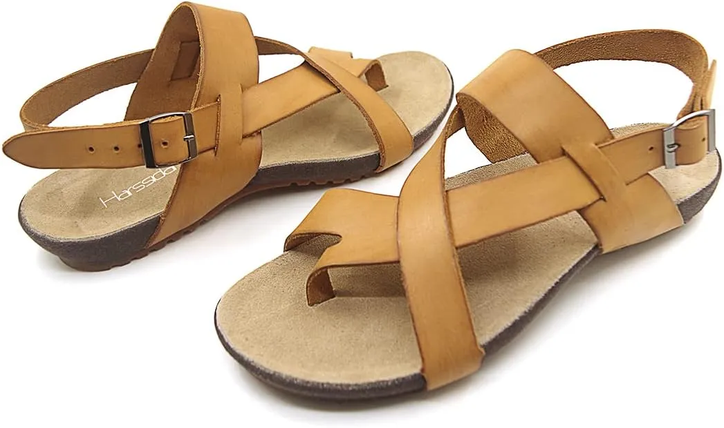 Harssidanzar Genuine Leather Sandals Mens for Outdoor Sandals Mens Adjustable Strap Sandals Leather Sandals Men GM202