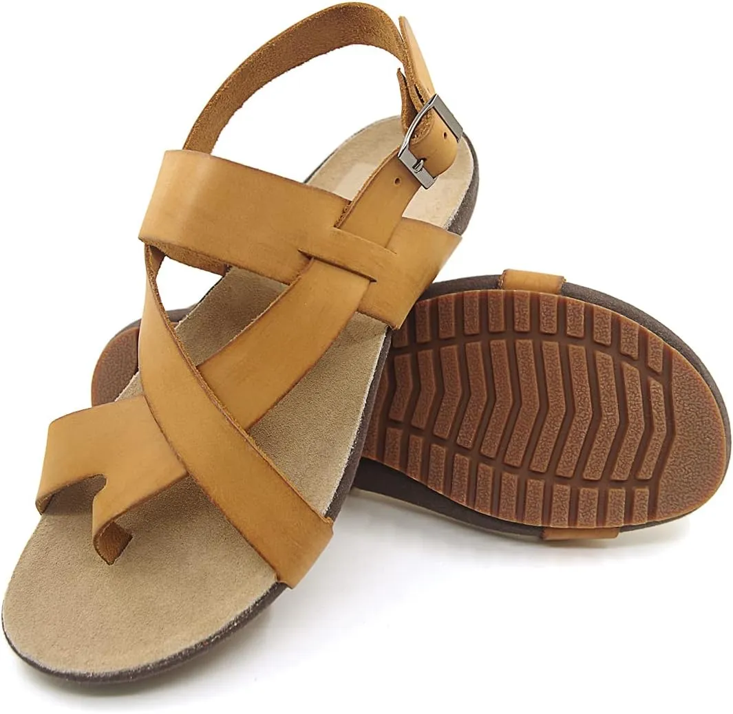 Harssidanzar Genuine Leather Sandals Mens for Outdoor Sandals Mens Adjustable Strap Sandals Leather Sandals Men GM202